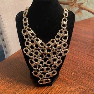 Vintage Elaine Turner Gold Bib Statement Necklace